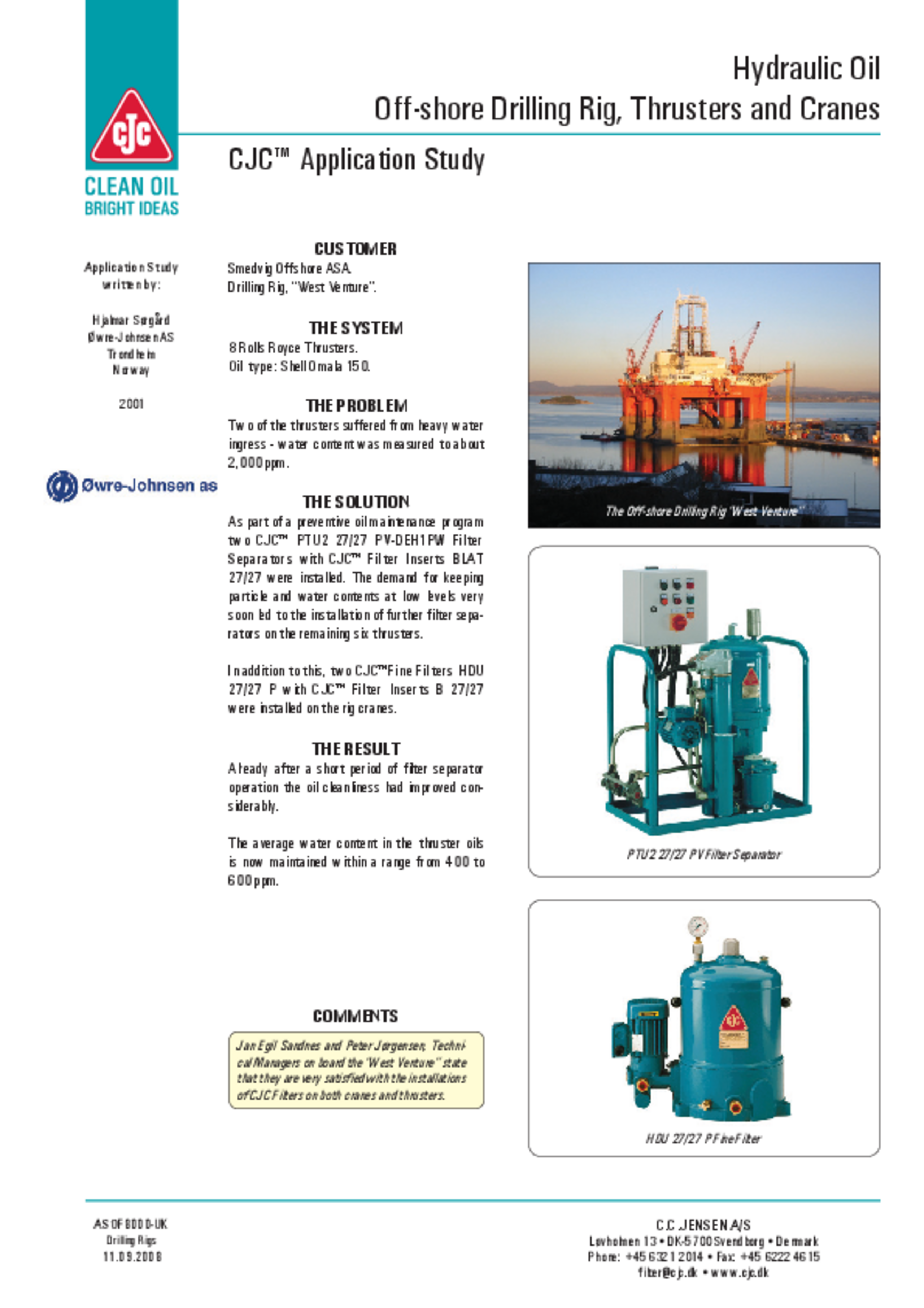 Hydraulic oil, Drilling Rig Thrusters Cranes